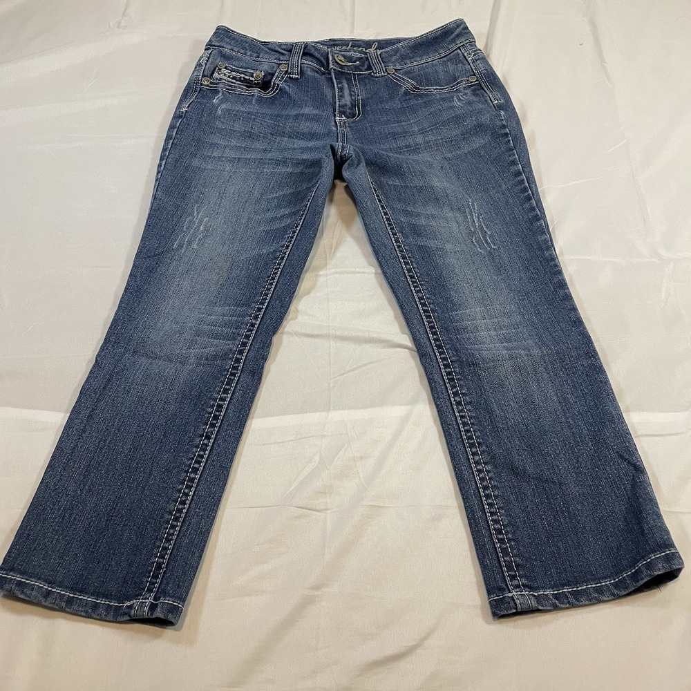 ND Weekend Womens Size 6 Denim Capri Jeans Medium Wash‎ Embellished Pockets Blue